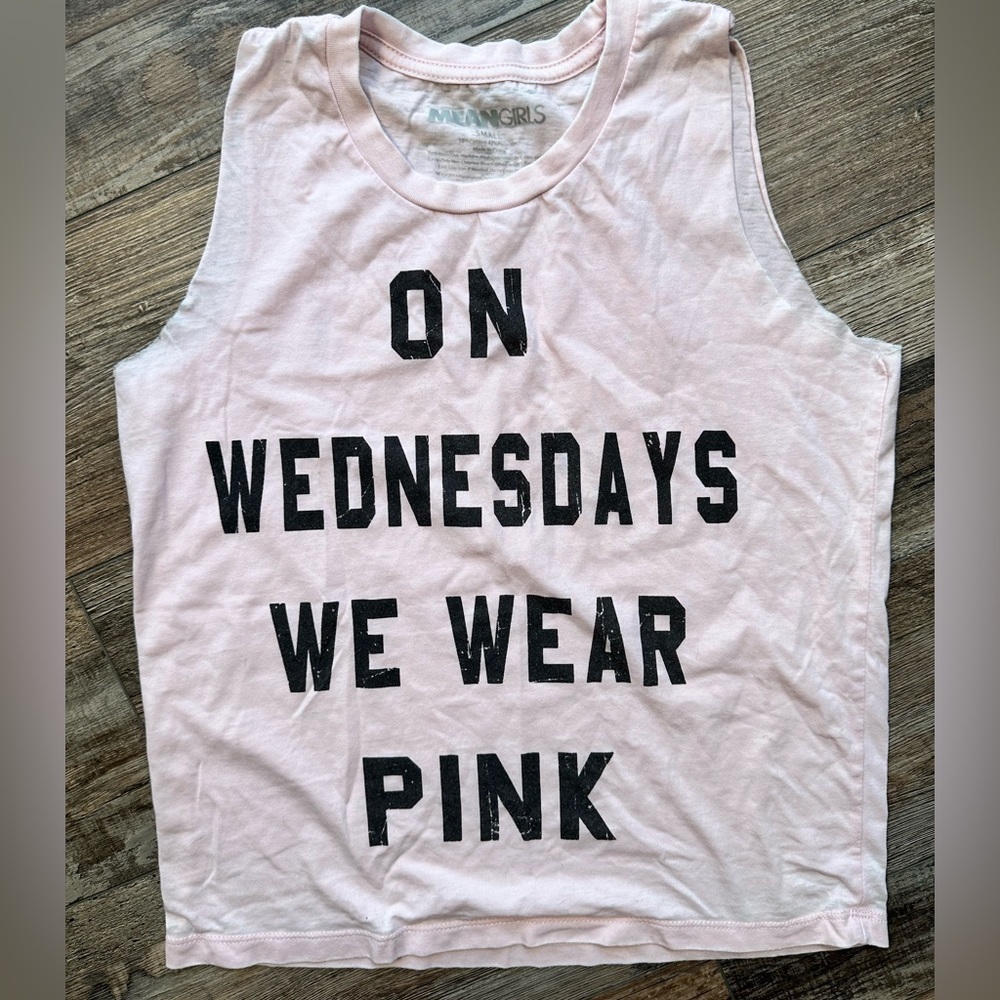 On Wednesday we wear pink woman’s muscle style tshirt size small